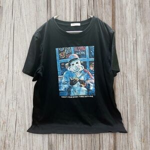 ROMWE Black Graphic T-Shirt with Skull Design Size XL